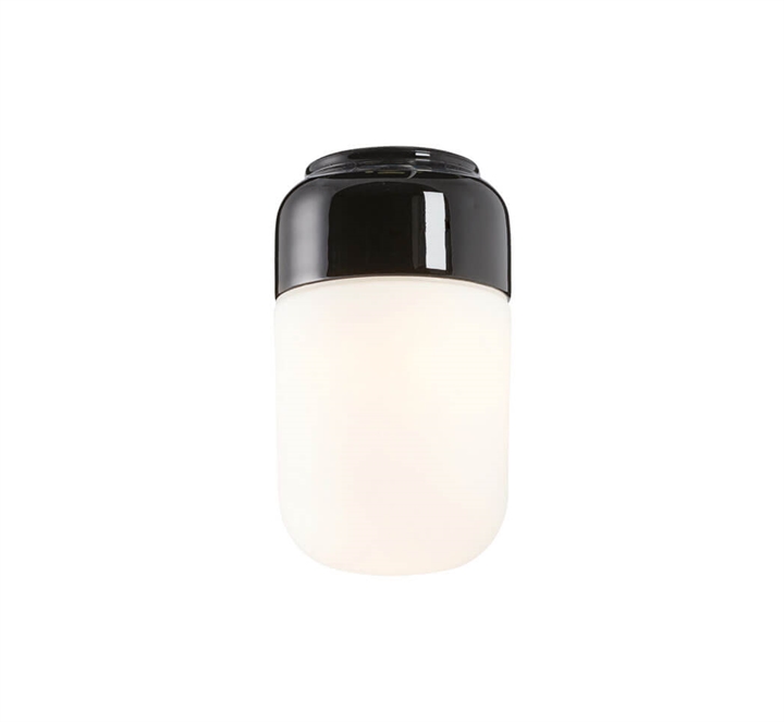 Ohm 100/170 Sauna loftlampe / væglampe, sort/mat opal